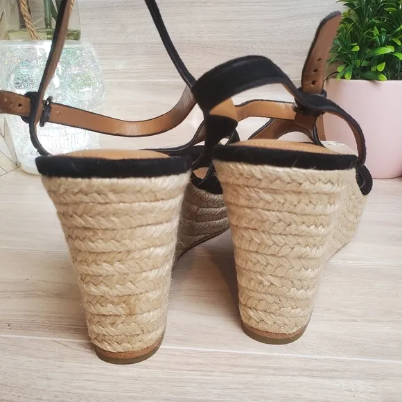Coach Farren Suede Snake Black Chalk Platform Sandals Wedges Size 10*