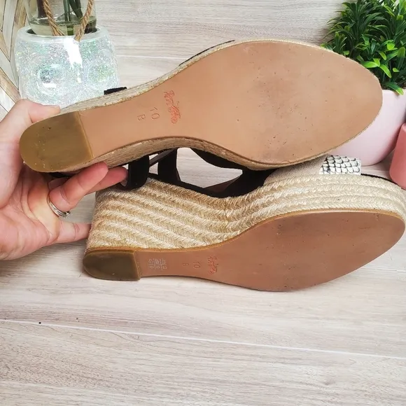 Coach Farren Suede Snake Black Chalk Platform Sandals Wedges Size 10*