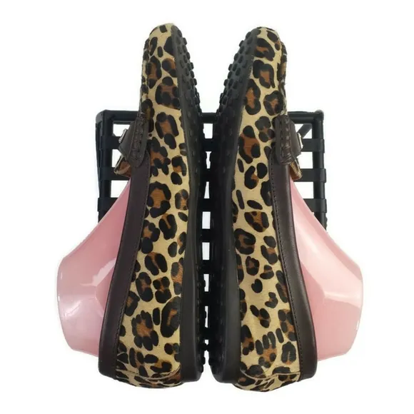 Coach Frederica Brown Multi Animal Print Slip-On Hair Calf Loafer Shoes Women 10