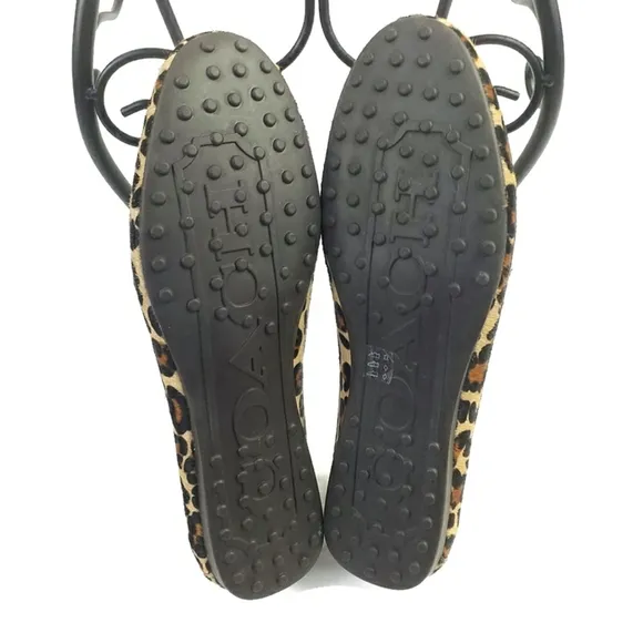 Coach Frederica Brown Multi Animal Print Slip-On Hair Calf Loafer Shoes Women 10