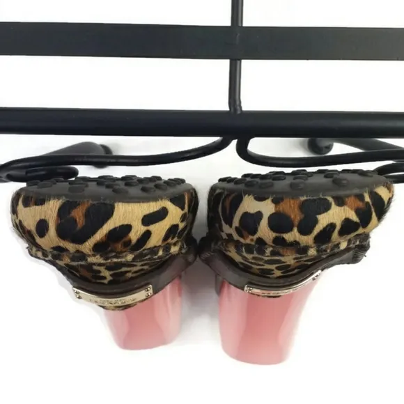 Coach Frederica Brown Multi Animal Print Slip-On Hair Calf Loafer Shoes Women 10