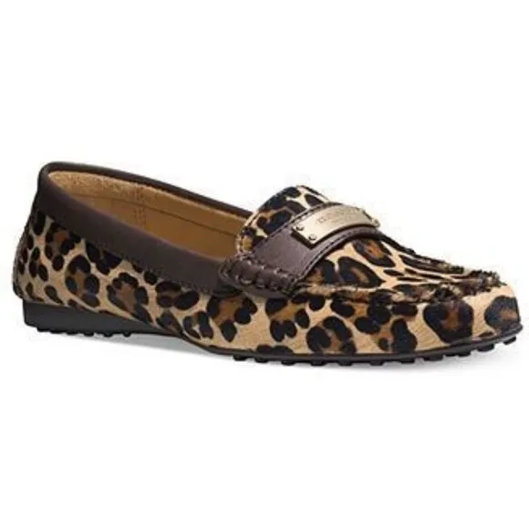 Coach Frederica Brown Multi Animal Print Slip-On Hair Calf Loafer Shoes Women 10