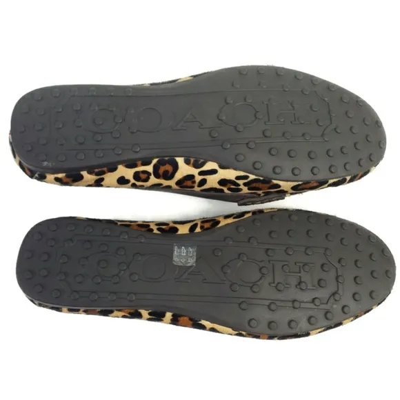 Coach Frederica Brown Multi Animal Print Slip-On Hair Calf Loafer Shoes Women 10