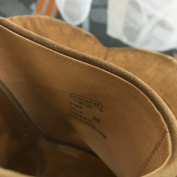 COACH HOLLIE KID SUEDE Wedges SHOES Open Toe-SZ 6