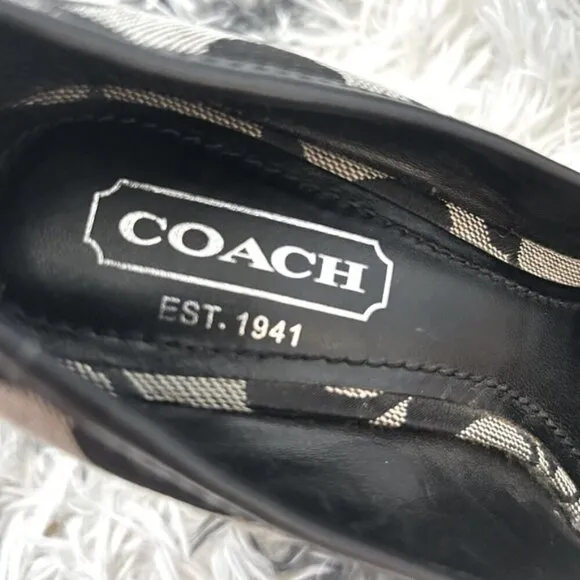 Coach Issy Monogram Wedge Heels with Silver Hardware