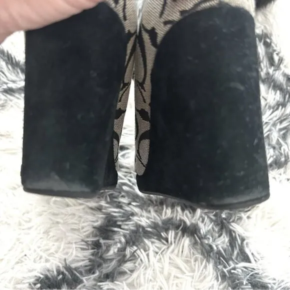 Coach Issy Monogram Wedge Heels with Silver Hardware