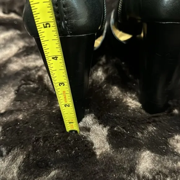 Coach Jaelyn Open Toe Black Leather Platform Wedges Zip Up Heeled Sandals