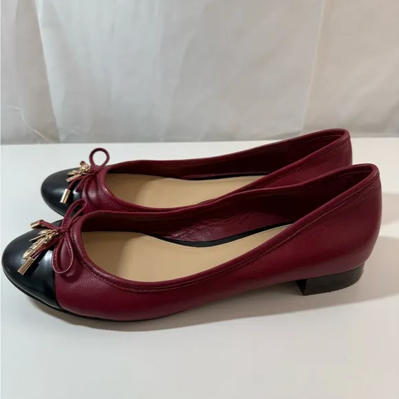 Coach Noella Womens Cherry Black Cap‎ Toe Trinket Bow Ballerina Flats 7.5