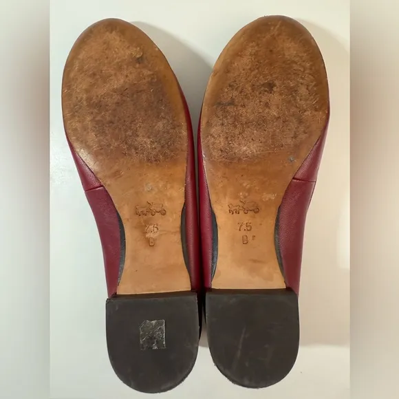 Coach Noella Womens Cherry Black Cap‎ Toe Trinket Bow Ballerina Flats 7.5