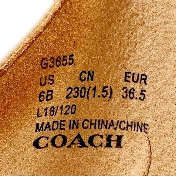 Coach Odetta Wedge Sandal Size 6 Beachwood Tan Leather Strappy Sandals Heels EUC