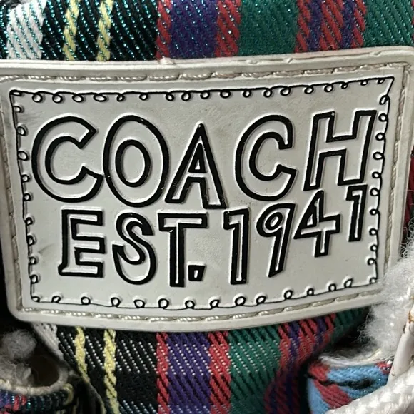 Coach Peggey Boots Signature Multicolor Shearling Lined Lace Up Winter Size 8