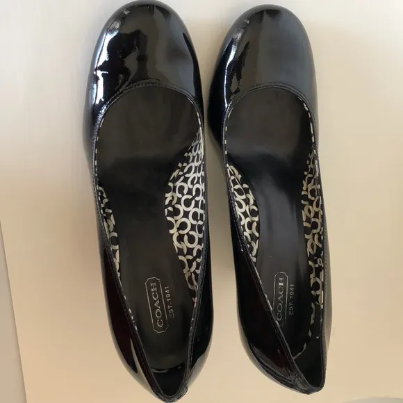 Coach Round Toe Patent Leather Wedges