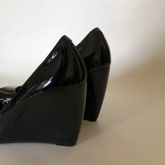 Coach Round Toe Patent Leather Wedges
