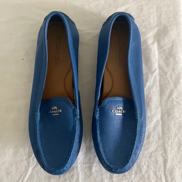 Coach Royal Blue Leather Loafer Flats