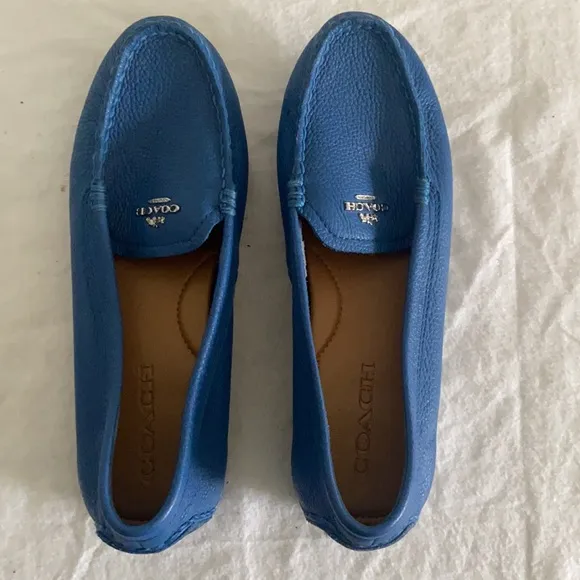 Coach Royal Blue Leather Loafer Flats