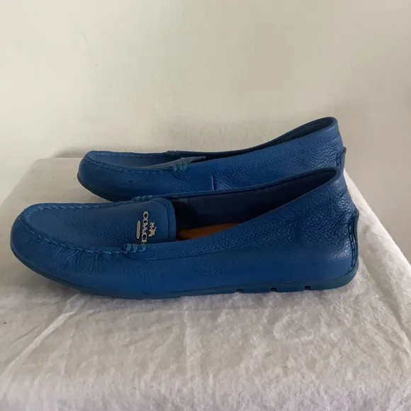 Coach Royal Blue Leather Loafer Flats