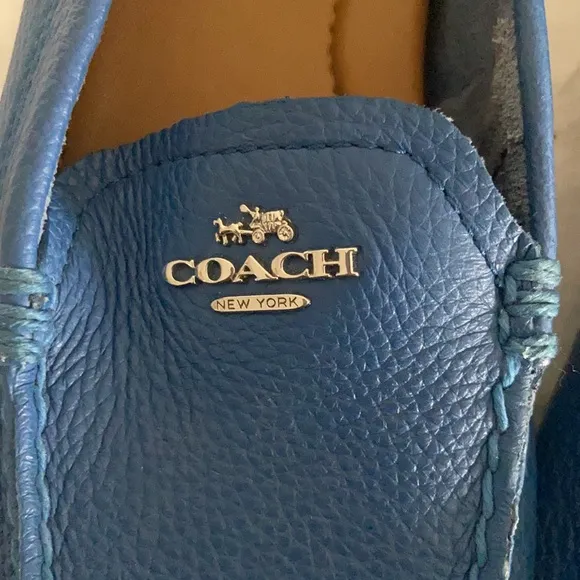 Coach Royal Blue Leather Loafer Flats