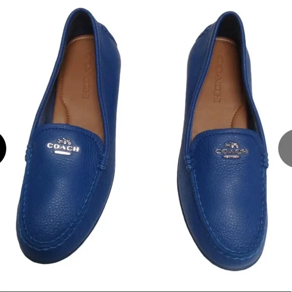 Coach Royal Blue Leather Loafer Flats