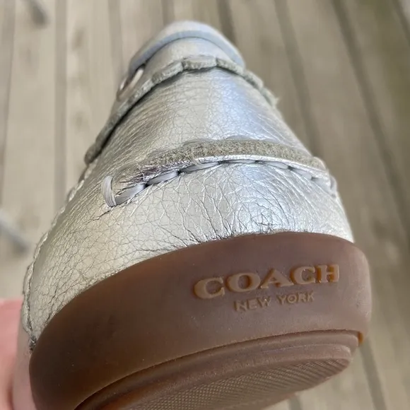Coach Shoes Silver Olympia Tassel Moccasin Loafers Women's Size 6.5