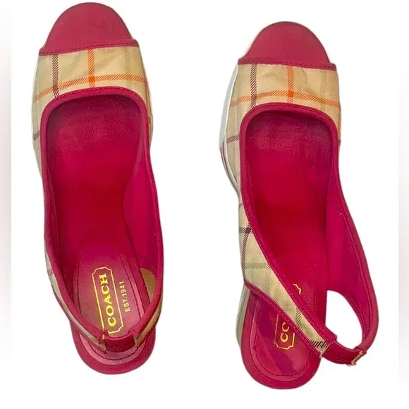 Coach Sydney Plaid Wedges