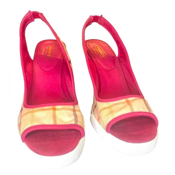 Coach Sydney Plaid Wedges