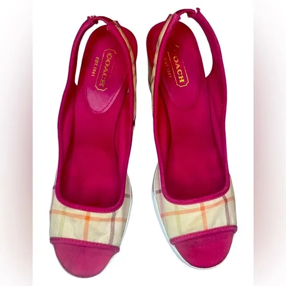 Coach Sydney Plaid Wedges