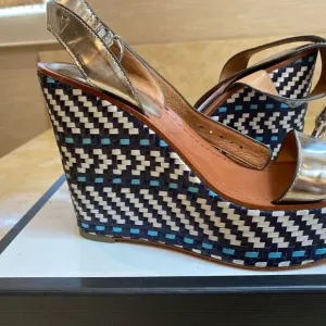 Coach Brand Navy and White Wedges