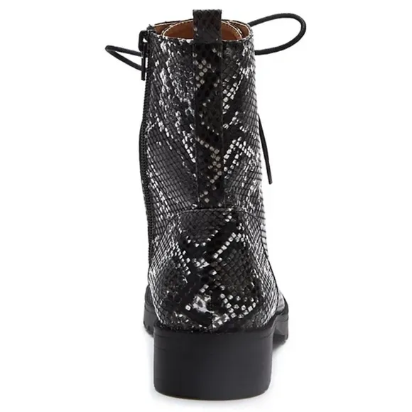 Coconuts by Matisse Black Finch Snake Print Combat Boots Size 8