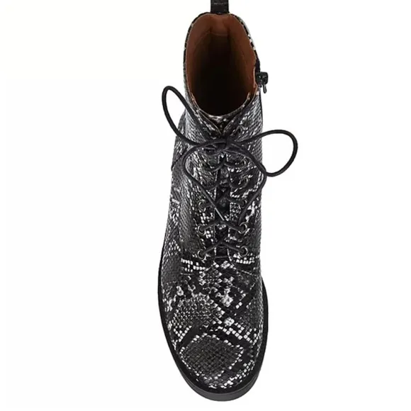 Coconuts by Matisse Black Finch Snake Print Combat Boots Size 8