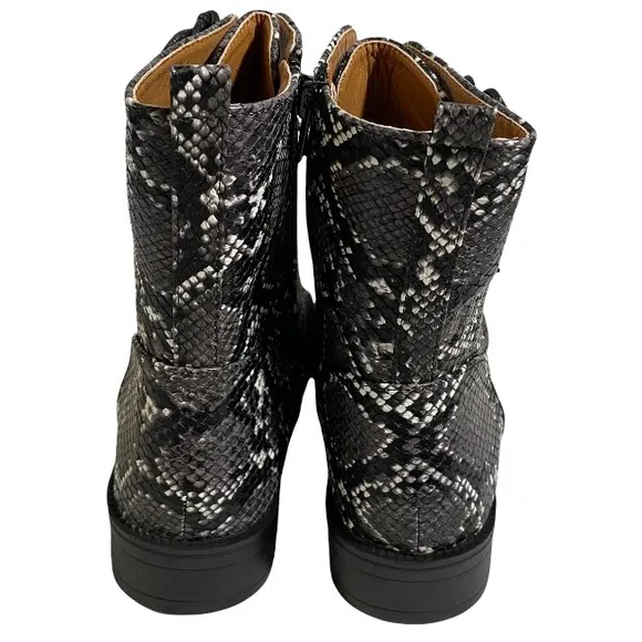 Coconuts by Matisse Black Finch Snake Print Combat Boots Size 8