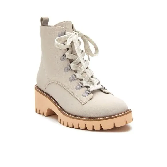 Coconuts By Matisse No Plans Women's 7.5 Stone Round Toe Lace-Up Boots KHD805