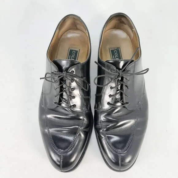 Cole Haan 11825 Black Leather Split Toe Oxford Derby Shoes 10 Vtg Made in USA