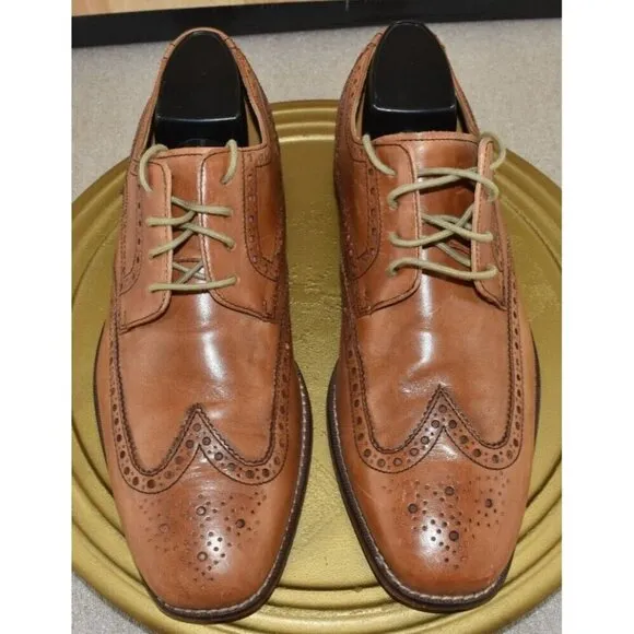 Cole Haan Air Giraldo Men's Shoes 9.5 Brown Leather Wingtip Oxford Office