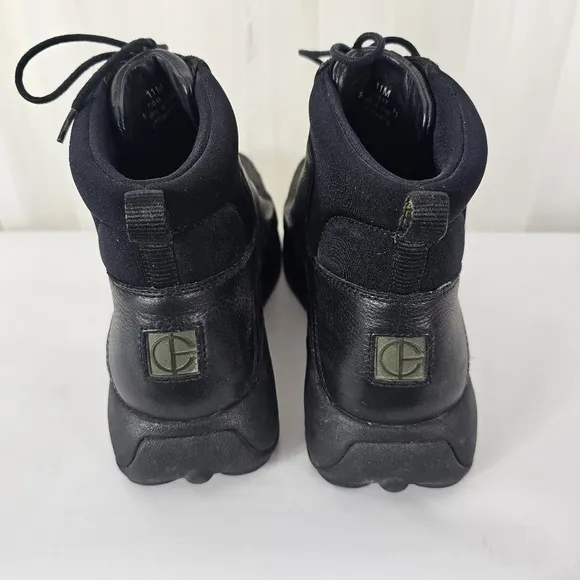 Cole Haan black leather lace up boots NikeAir soles size 11