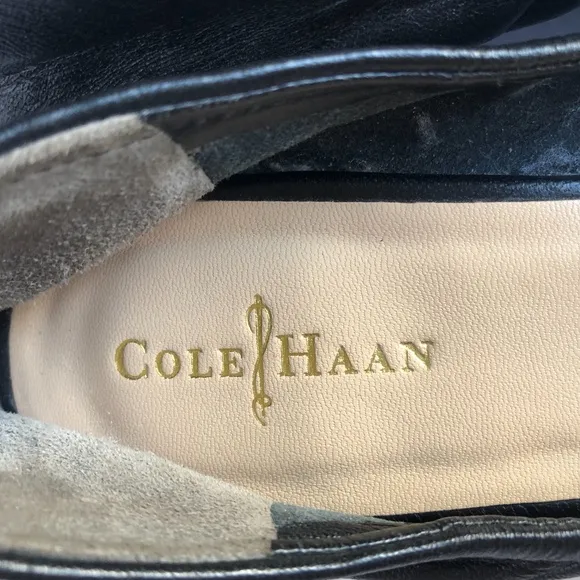 Cole Haan Black Leather Nikeair Peep Toe Wedges