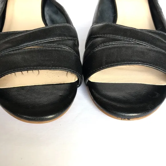 Cole Haan Black Leather Nikeair Peep Toe Wedges