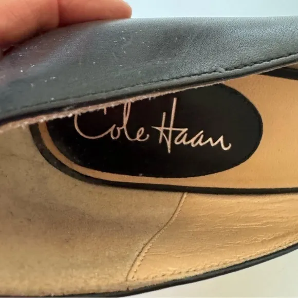 Cole Haan Black Leather Peep Toe High Heels Pumps Shoes Size 10