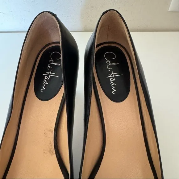 Cole Haan Black Leather Peep Toe High Heels Pumps Shoes Size 10