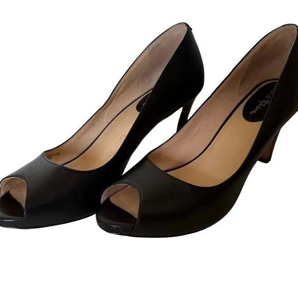 Cole Haan Black Leather Peep Toe High Heels Pumps Shoes Size 10