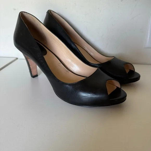 Cole Haan Black Leather Peep Toe High Heels Pumps Shoes Size 10