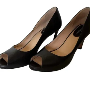 Cole Haan Black Leather Peep Toe High Heels Pumps Shoes Size 10
