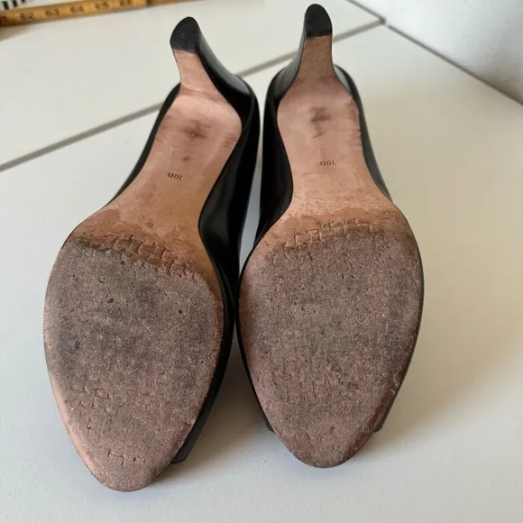 Cole Haan Black Leather Peep Toe High Heels Pumps Shoes Size 10