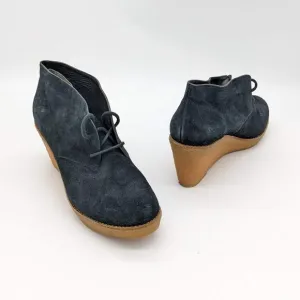Cole Haan Black Suede Halley Lace Up Wedge Chukka Shoes Size 10.5