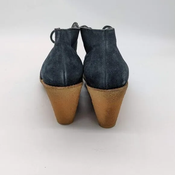 Cole Haan Black Suede Halley Lace Up Wedge Chukka Shoes Size 10.5