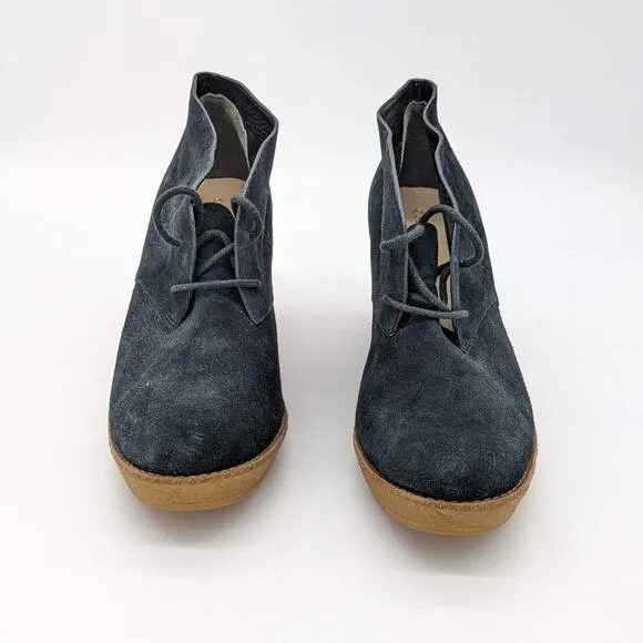Cole Haan Black Suede Halley Lace Up Wedge Chukka Shoes Size 10.5