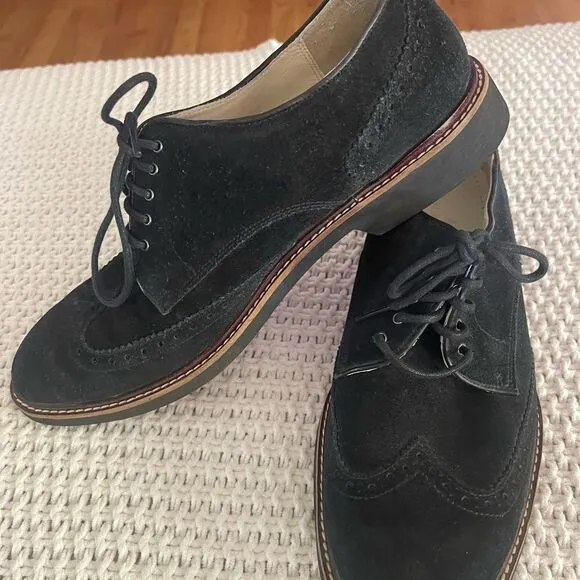 Cole Haan black suede oxford lace up men’s shoes, size 10 1/2 medium‎
