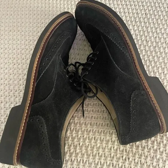 Cole Haan black suede oxford lace up men’s shoes, size 10 1/2 medium‎
