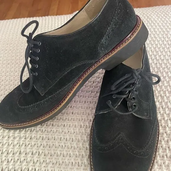 Cole Haan black suede oxford lace up men’s shoes, size 10 1/2 medium‎