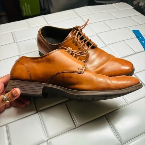 Cole Haan Copley Plain Derby Oxford Leather 11 M C13139 British Tan