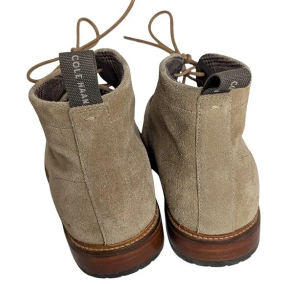 Cole Haan Cream Tan Suede Berkshire Lug Chukka Boots Lace Up